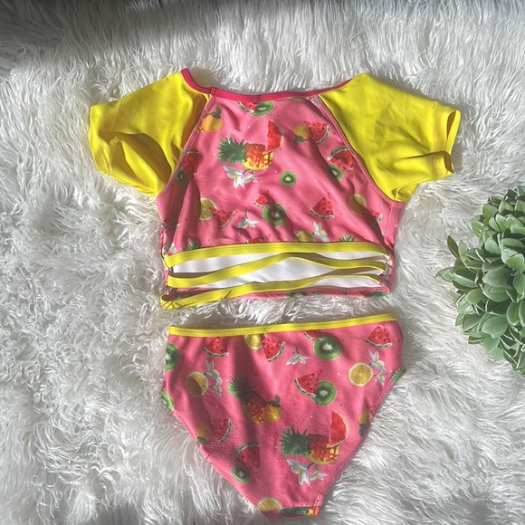 Girls Swimsuit Two Piece Pink and yellow by Jantzen Sz 10 - Picture 3 of 4